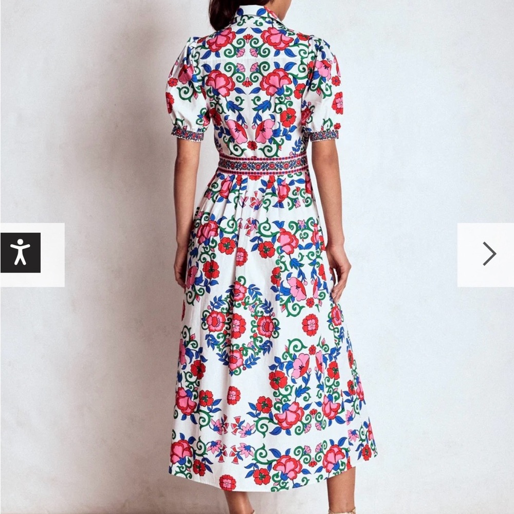 New Boden Alexa Floral Maxi Shirt Dress Ornamental Lattice - Picture 5 of 11